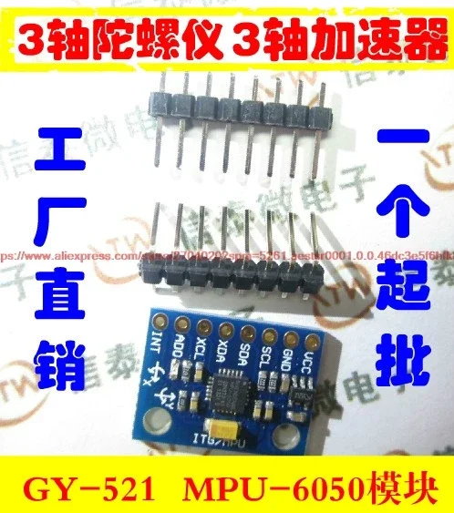 Accelerometer Mpu6050 - Módulo GY-521 MPU-6050 MPU6050 com Sensores